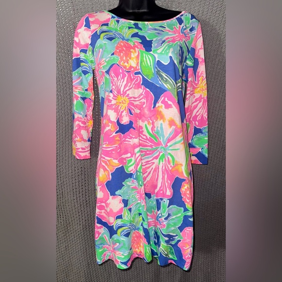 Lilly Pulitzer Marlowe Dress Jungle Utopia Print 3/4 Sleeve S Floral Cotton - Picture 3 of 4